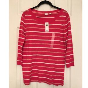 Gap Pink Striped Fitted Sweater